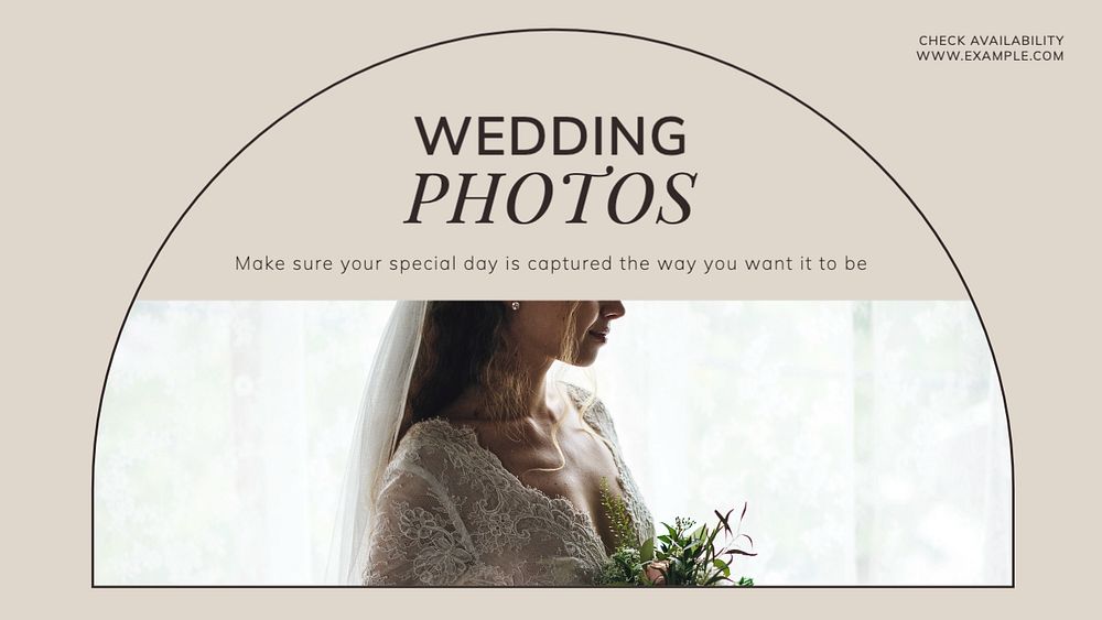 Wedding photos blog banner template, editable text