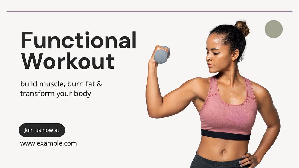 Functional workout blog banner template, editable text