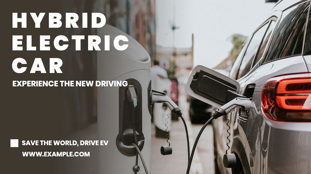 Electric car blog banner template, editable text