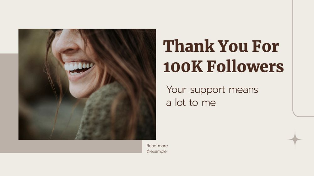 100k followers  blog banner template, editable text