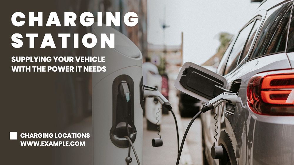 Charging station blog banner template, editable text