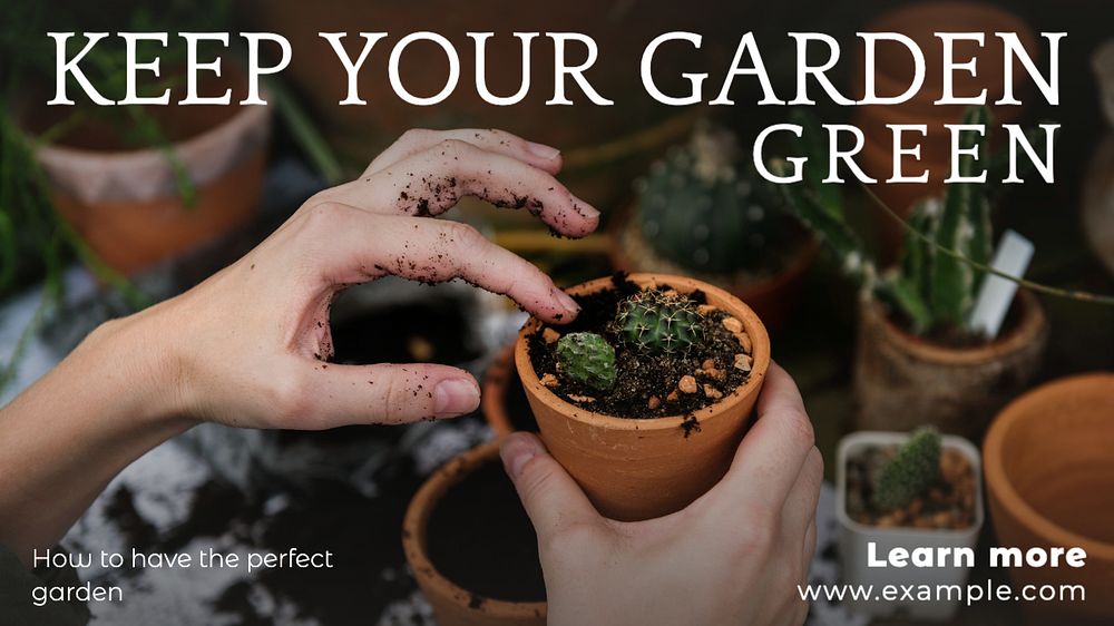 Gardening blog banner template, editable text