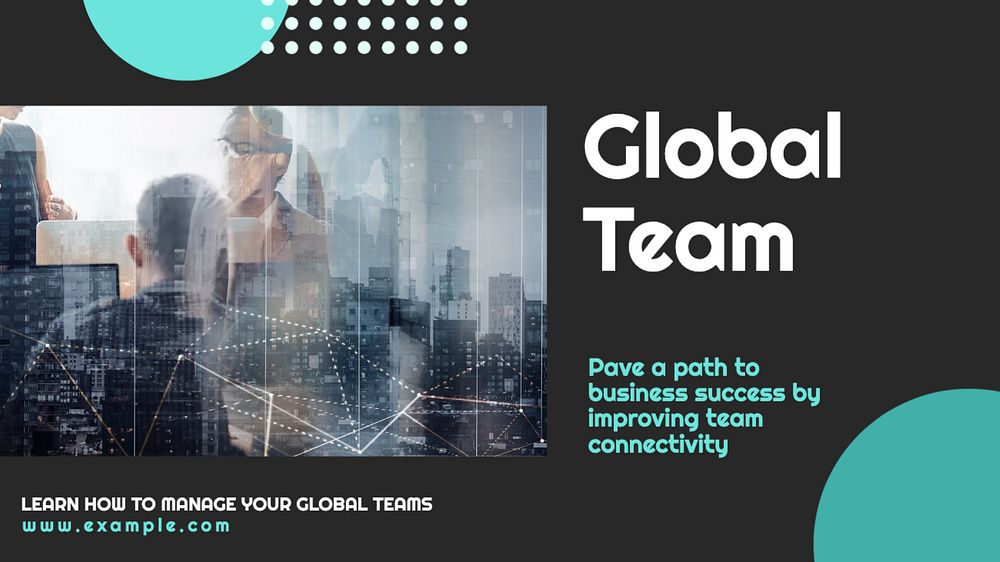 Global team management  blog banner template, editable text