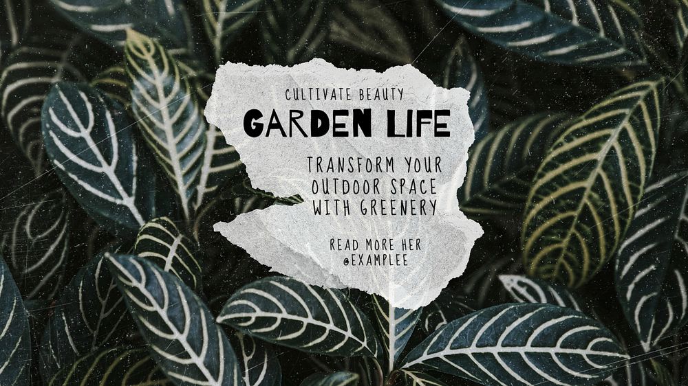 Garden blog banner template, editable text