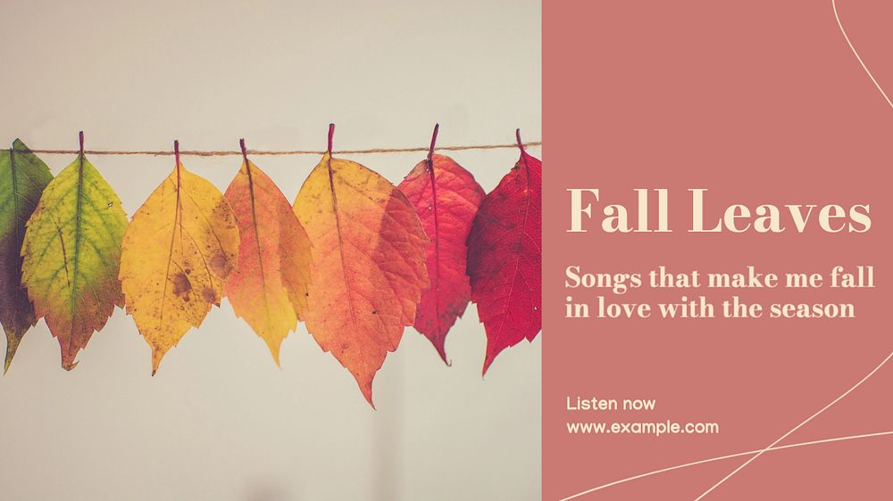 Fall playlist  blog banner template, editable text