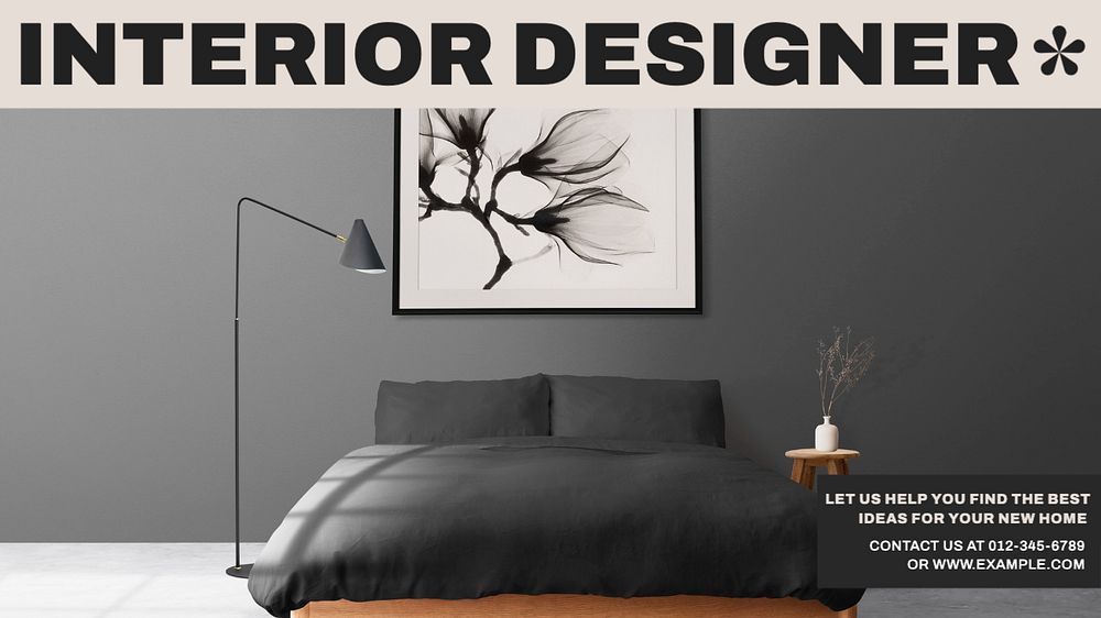 Interior designer blog banner template, editable text