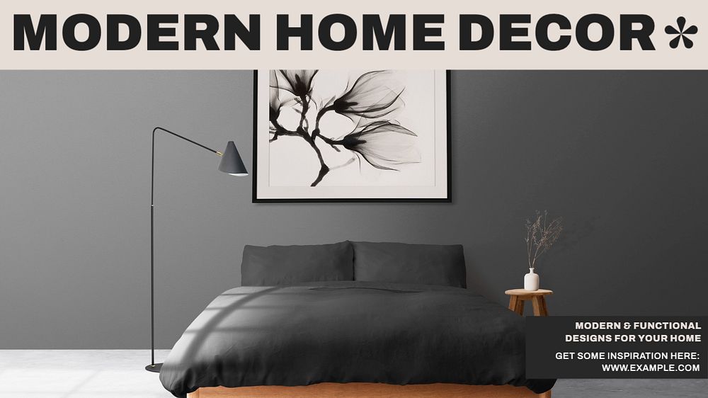 Modern home decor blog banner template, editable text