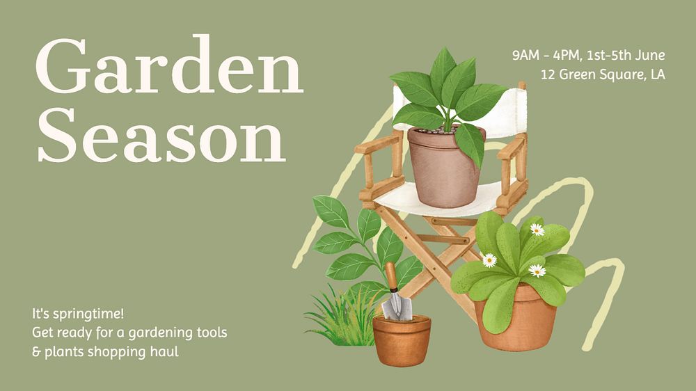 Garden season blog banner template, editable text