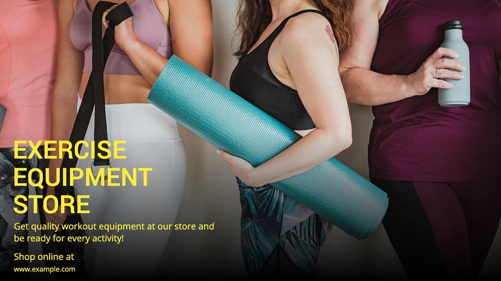 Exercise equipment store blog banner template, editable text