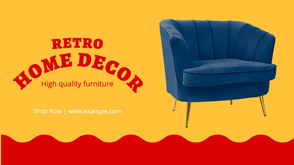 Retro home decor  blog banner template, editable text