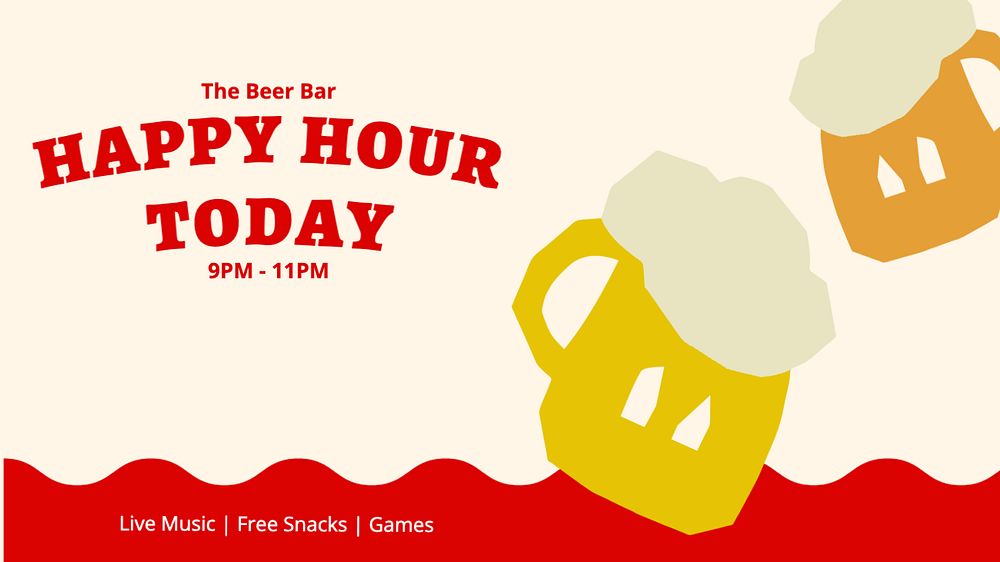 Happy hour  blog banner template, editable text