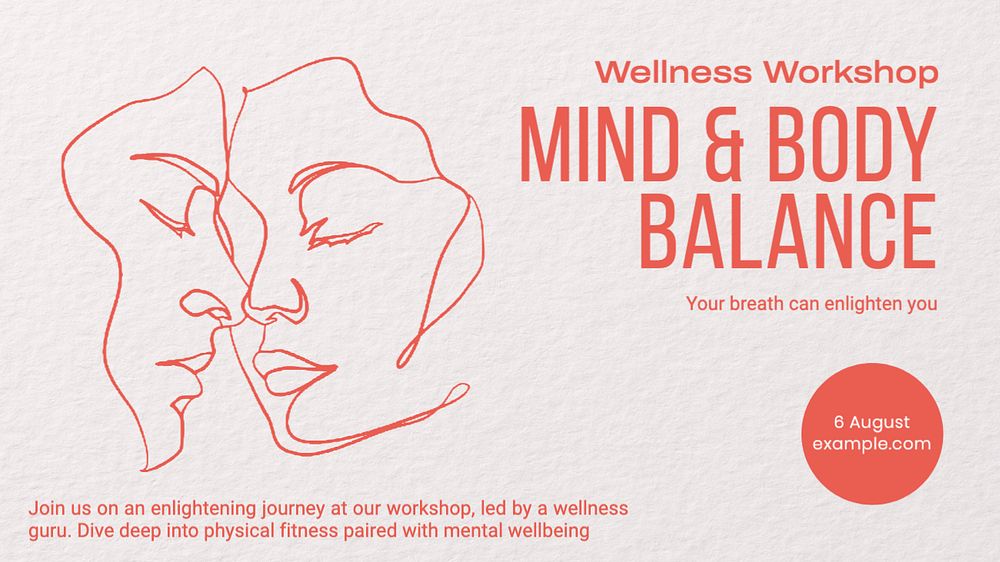 Mind & body balance  blog banner template, editable text