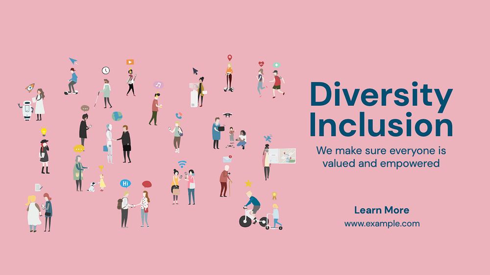 Diversity and inclusion  blog banner template, editable text