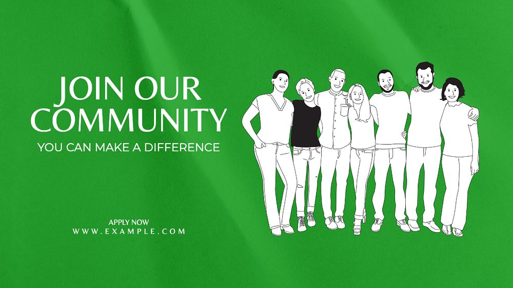 Join our community  blog banner template, editable text