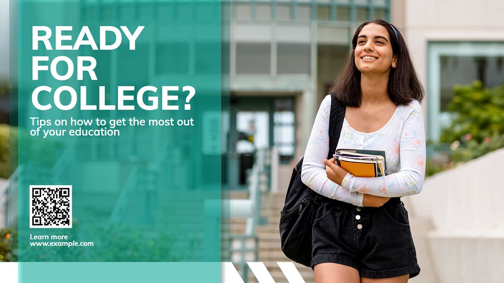 Ready for college blog banner template, editable text