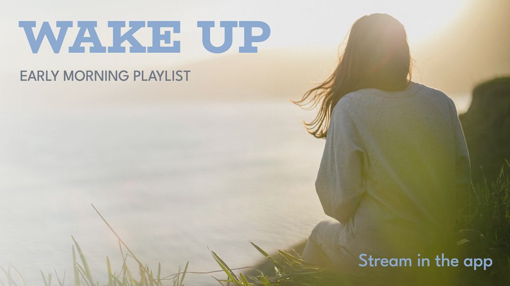 Wake up blog banner template, editable text