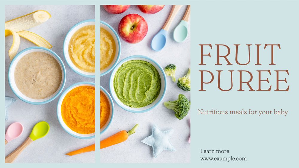 Fruit puree blog banner template, editable text