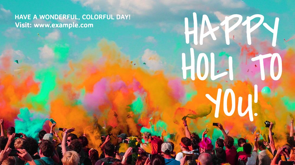 Happy Holi festival blog banner template, editable text