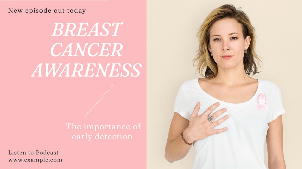 Breast cancer awareness  blog banner template, editable text