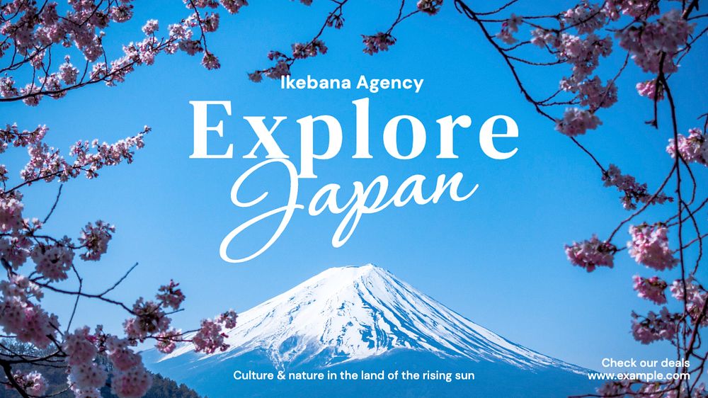 Japanese travel agency blog banner template, editable text