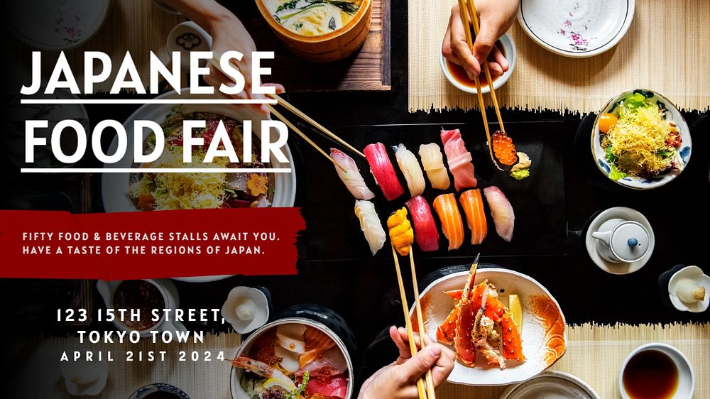 Japanese food fair blog banner template, editable text