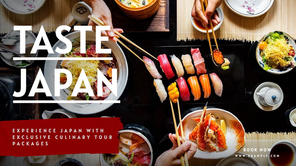 Japan tour package blog banner template, editable text