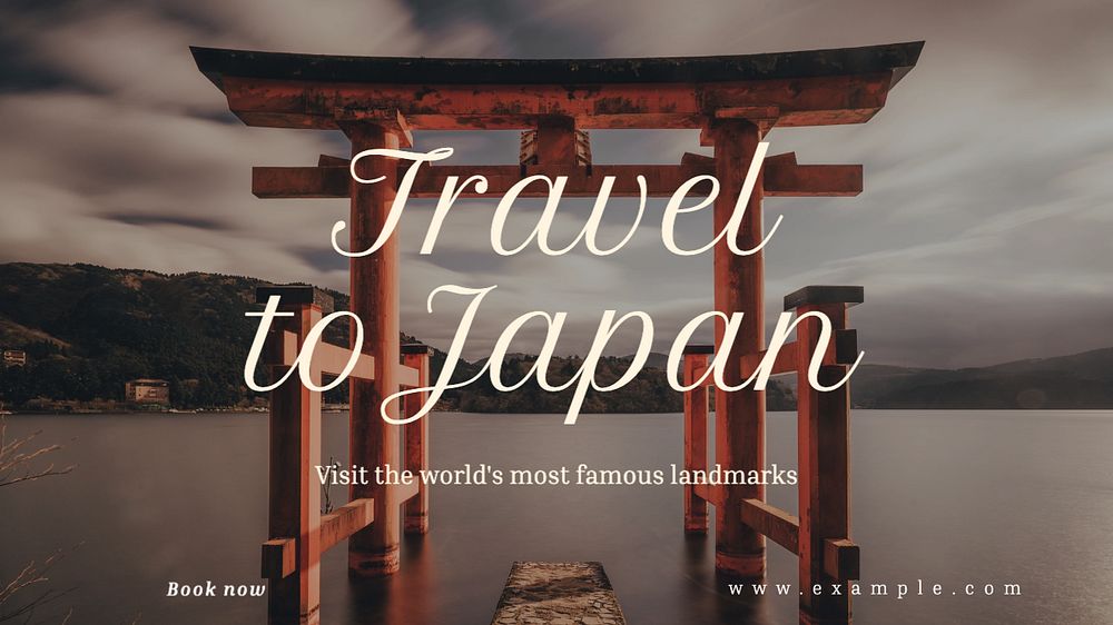 Travel to Japan blog banner template, editable text