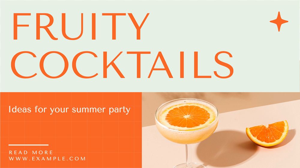 Fruity cocktails  blog banner template, editable text