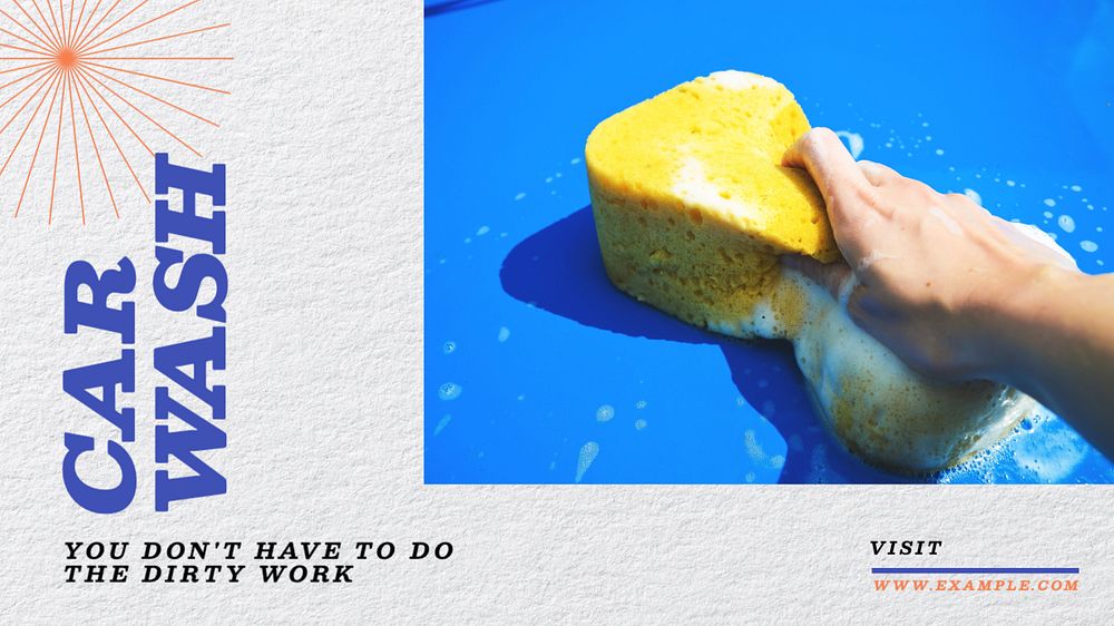 Car wash  blog banner template, editable text