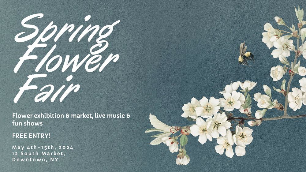 Spring flower fair blog banner template, editable text