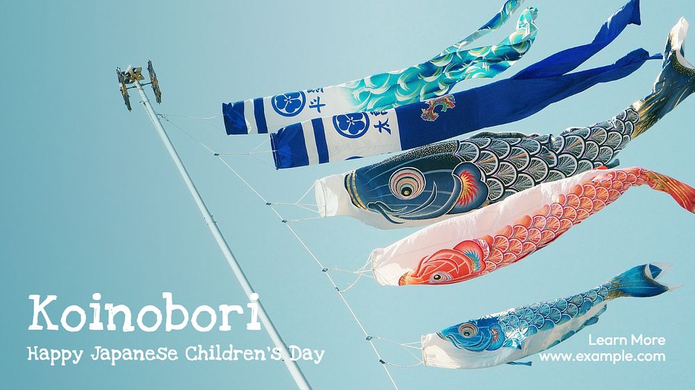 Koinobori, children's day blog banner template, editable text