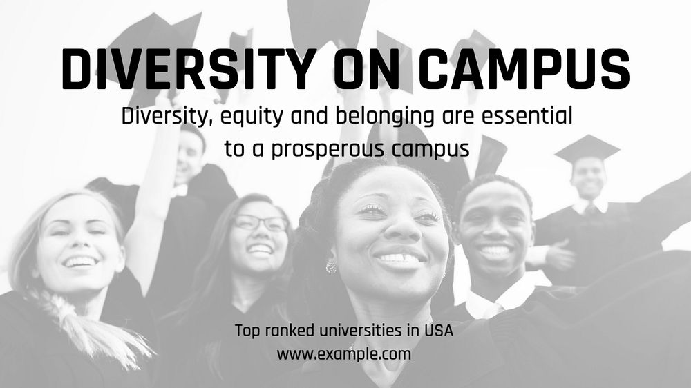 Diversity on campus blog banner template, editable text