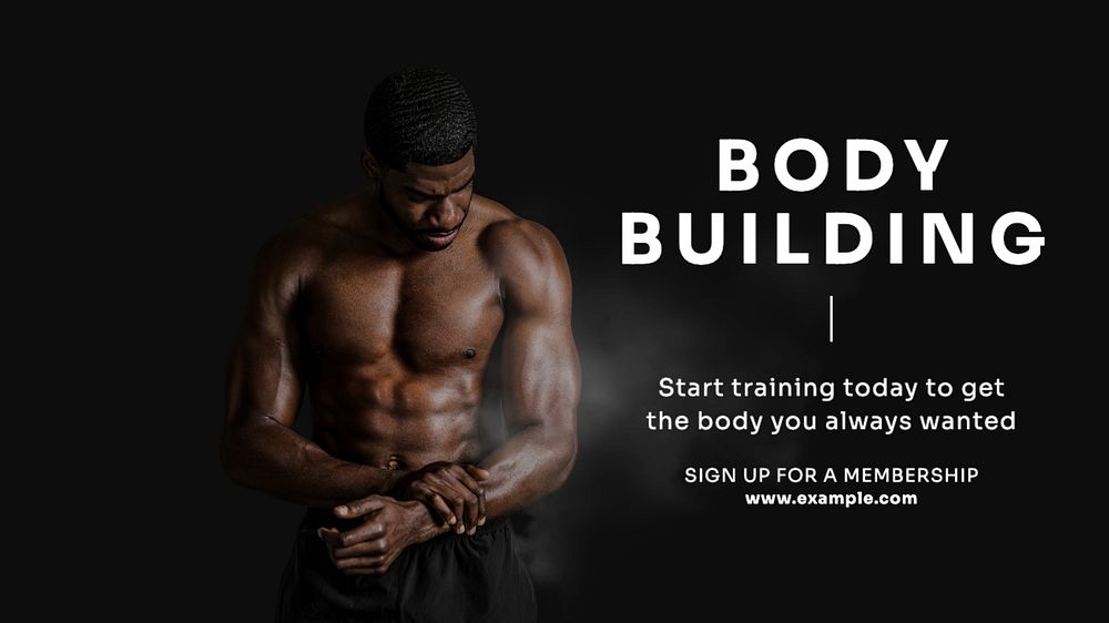 Body building blog banner template, editable text