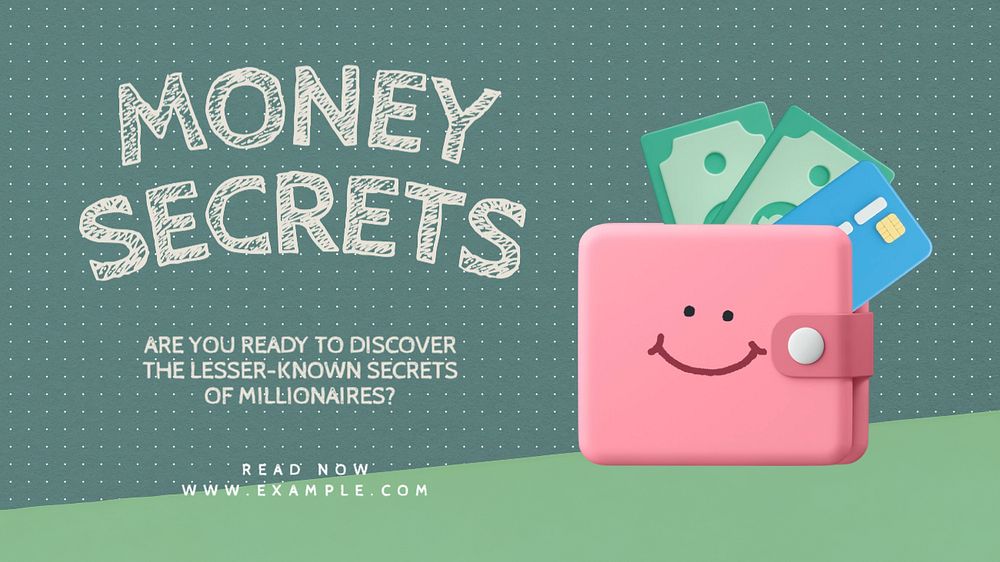 Money secrets  blog banner template, editable text