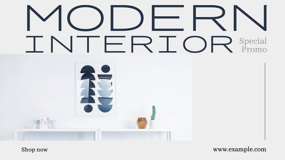 Modern interior  blog banner template, editable text