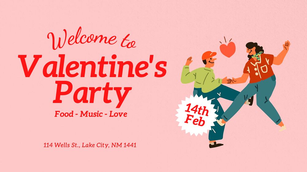 Valentine's party  blog banner template, editable text