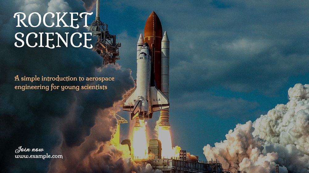 Rocket science blog banner template, editable text