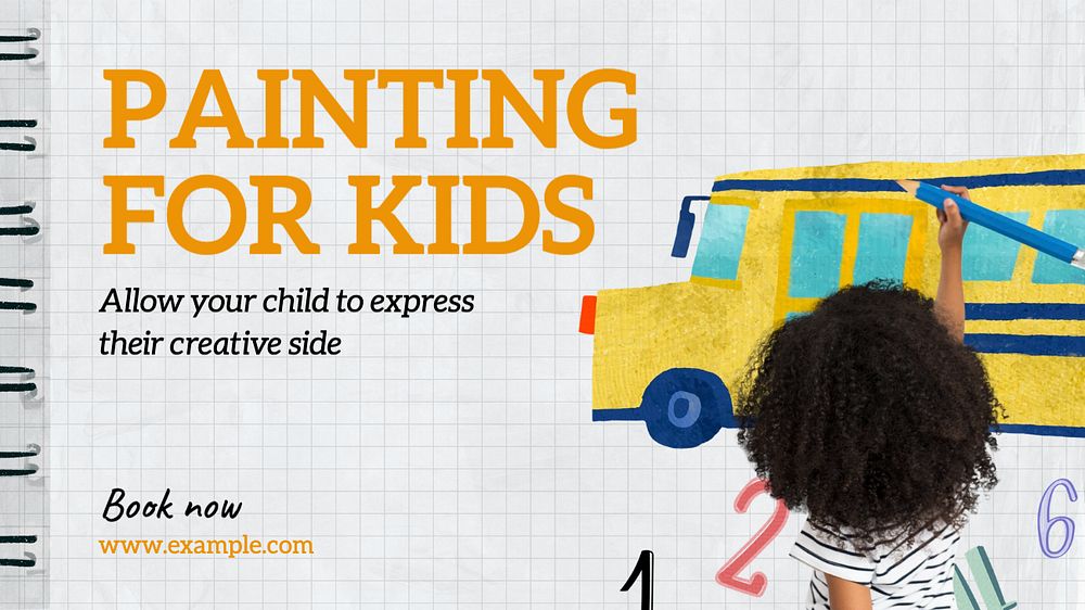 Painting for kids blog banner template, editable text