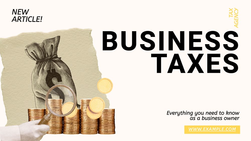 Business tax blog banner template, editable text