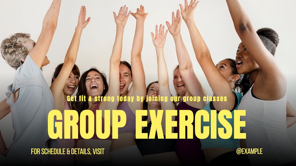 Group exercise blog banner template, editable text