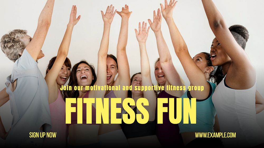 Fitness fun blog banner template, editable text