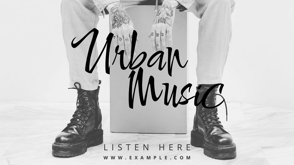 Urban music blog banner template, editable text