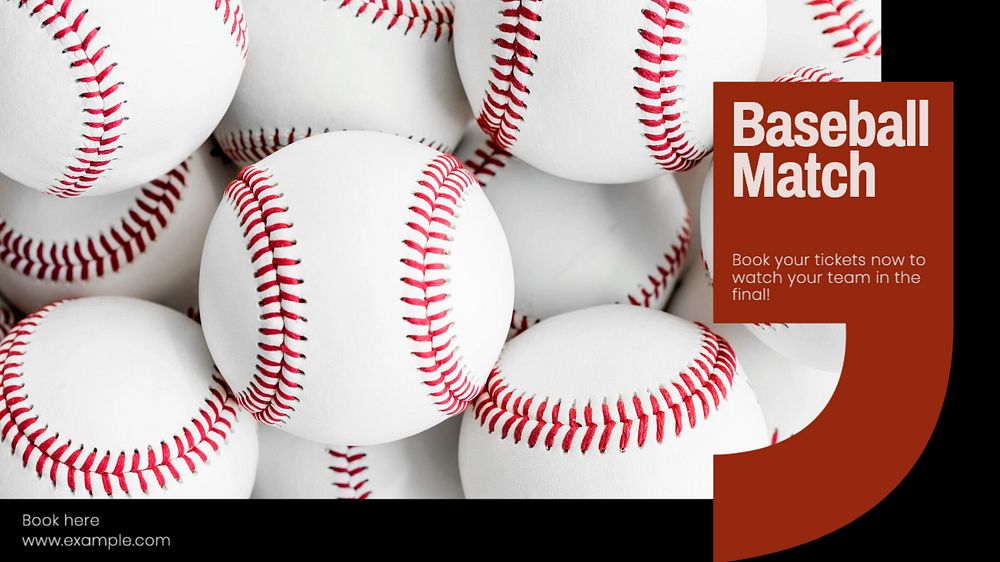 Baseball match blog banner template, editable text