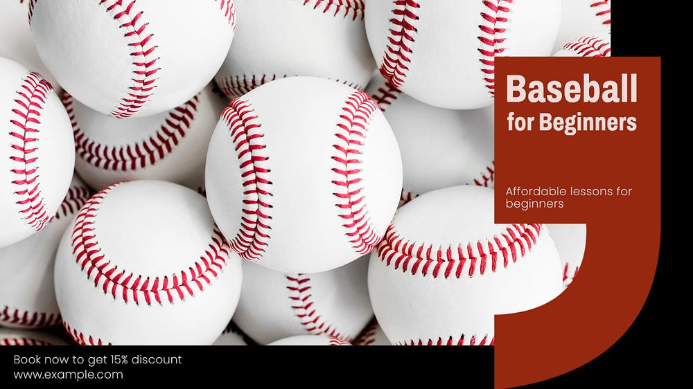 Baseball lessons blog banner template, editable text