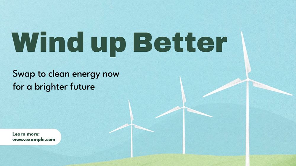 Wind power blog banner template, editable text