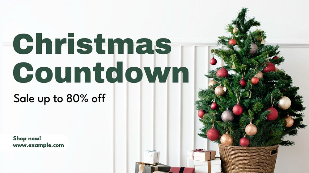 Christmas countdown blog banner template, editable text