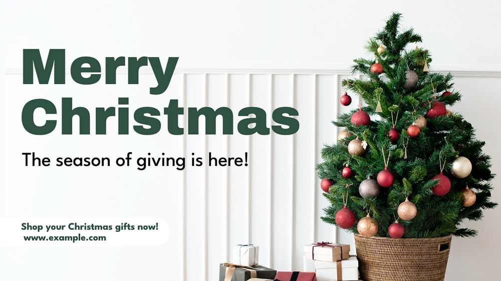 Merry Christmas blog banner template, editable text