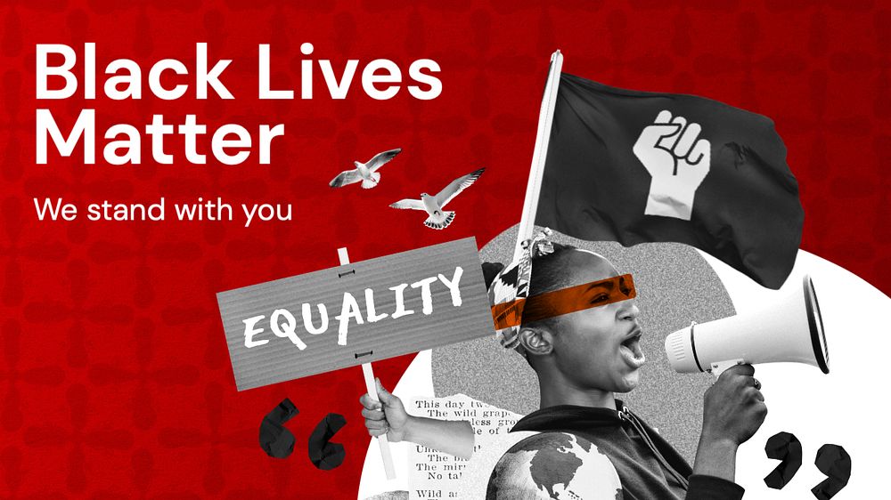 Black lives matter blog banner template, editable text