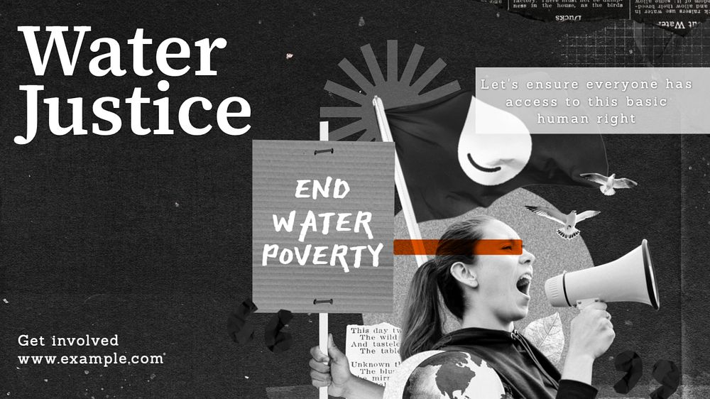 Water justice blog banner template, editable text