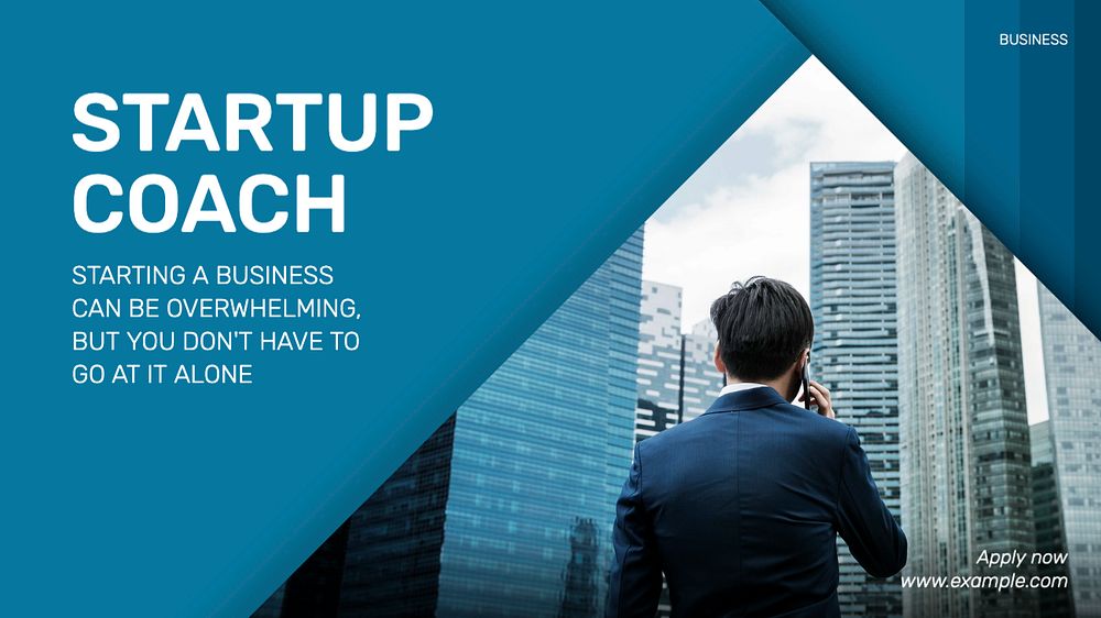 Startup coach business  blog banner template, editable text